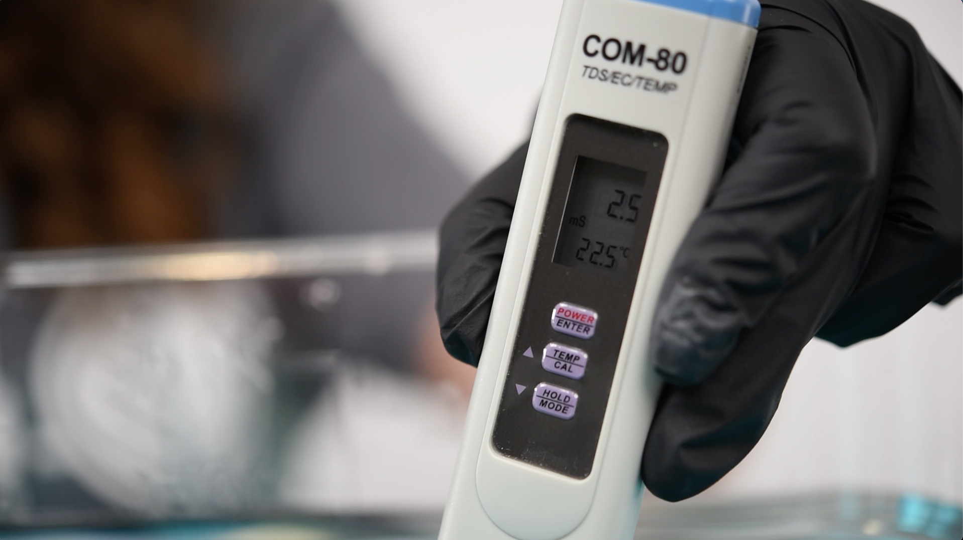 An EC meter is used for mixing nutrients at the proper ratios.